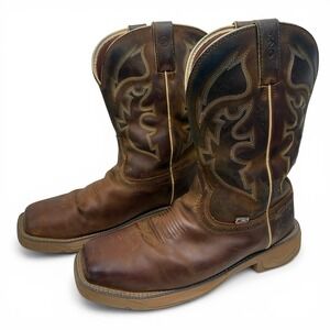 Justin Stampede Rush Western Work Boots Mens Size 12D Waterproof Leather